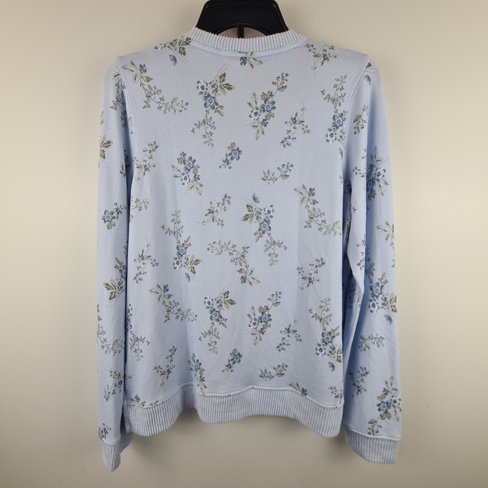 Lucky Brand Cloud Soft Floral V-Neck Sweater Light Blue Women Small NWT Cottage - Picture 8 of 8